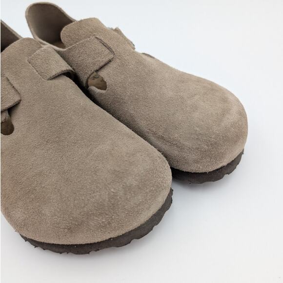 Birkenstock London Buckle Clog Suede Taupe Logo Unisex Size M4/W6 EU37 - Picture 12 of 12